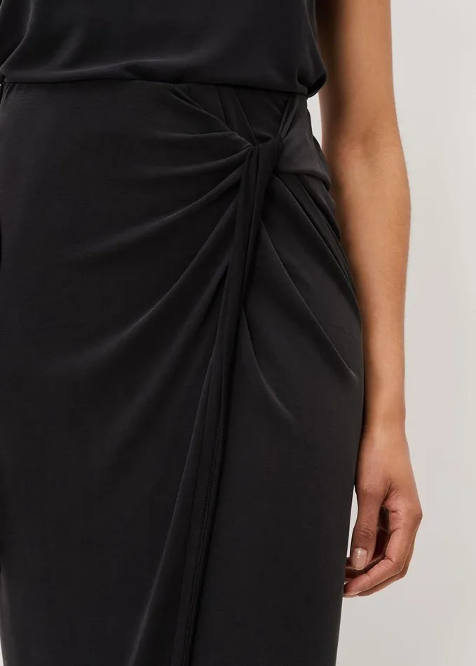 Phase Eight Nathalia Jersey Draped Midi Skirt Black Women Skirts