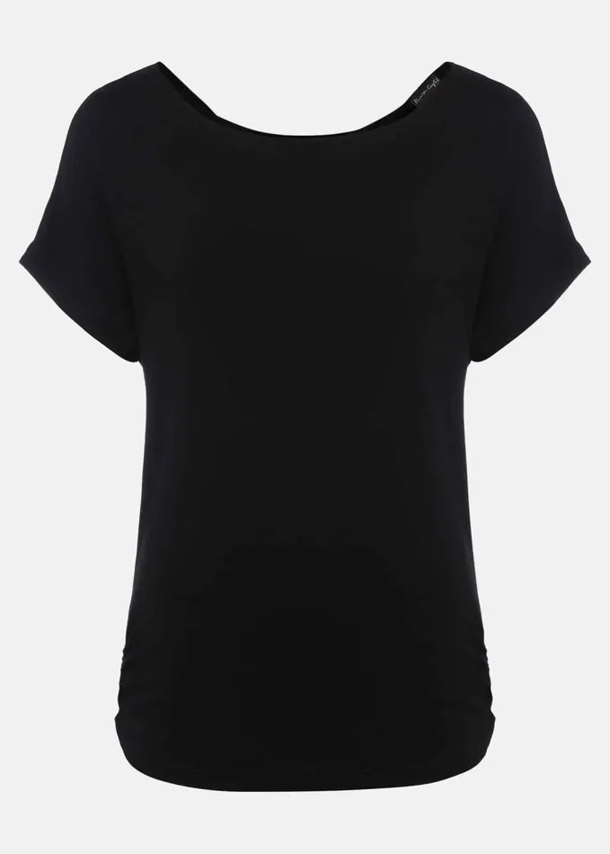 Phase Eight Neena Cowl Twist Back Tee Black Women Tops and TShirts