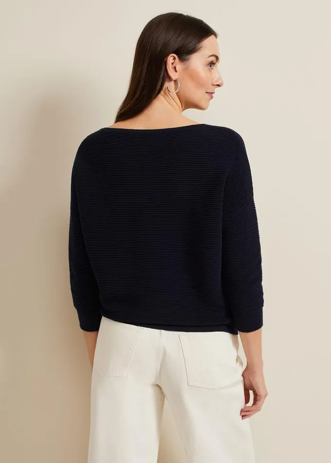 Phase Eight Nellie Ripple Jumper Navy Women Knitwear