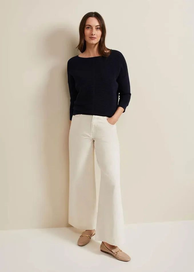 Phase Eight Nellie Ripple Jumper Navy Women Knitwear