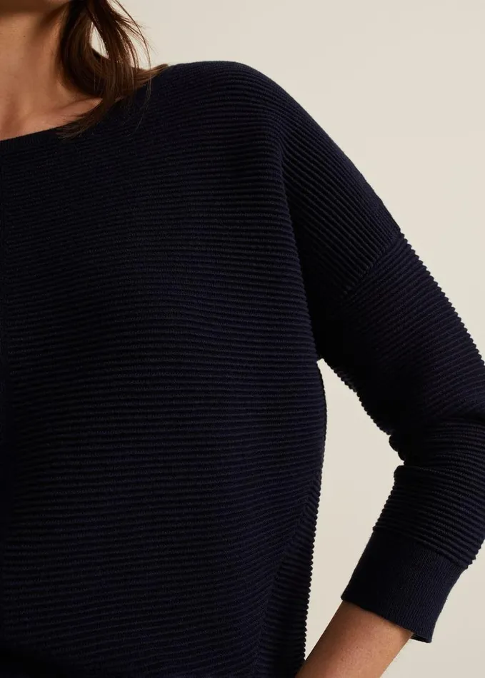 Phase Eight Nellie Ripple Jumper Navy Women Knitwear