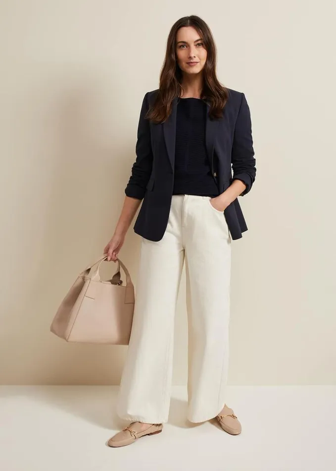 Phase Eight Nellie Ripple Jumper Navy Women Knitwear