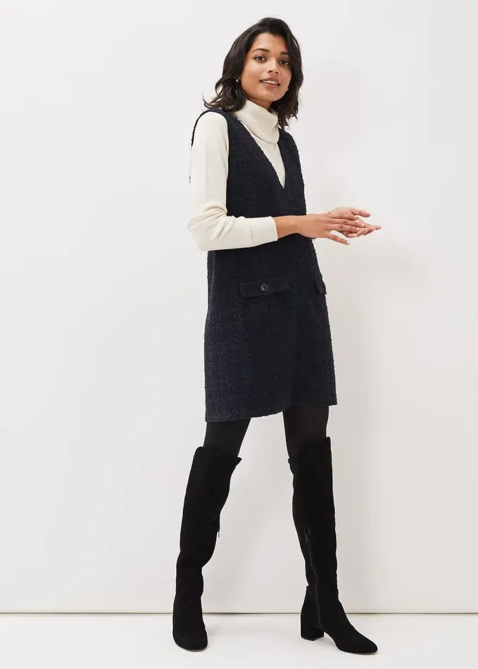 Phase Eight Niko Tweed Dress Navy Women Dresses