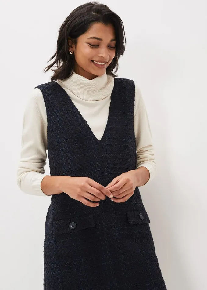 Phase Eight Niko Tweed Dress Navy Women Dresses