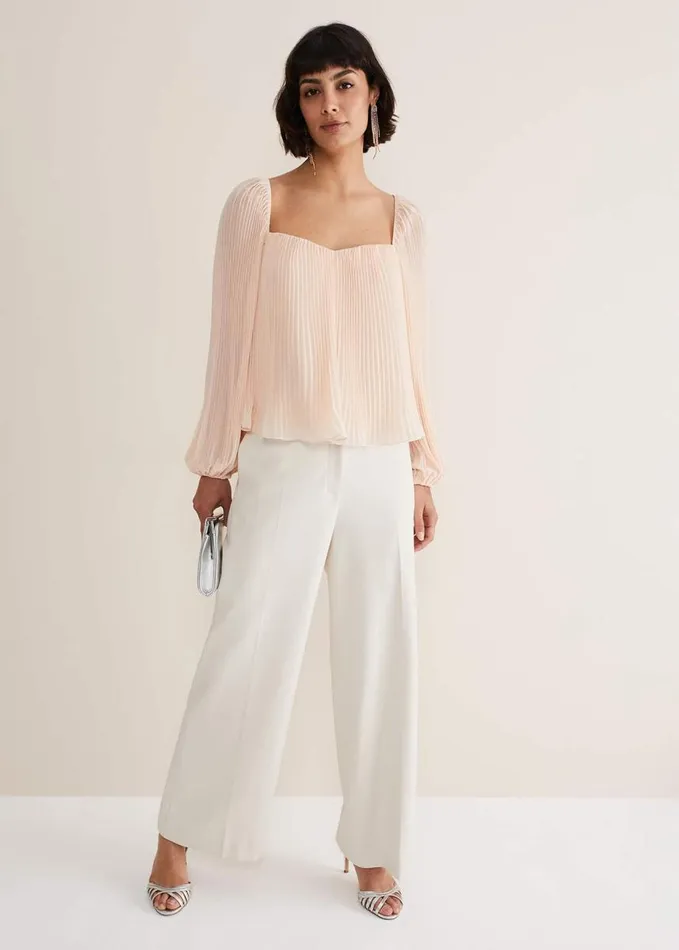 Phase Eight Nysa Pleated Top Soft Pink Women Shirts and Blouses