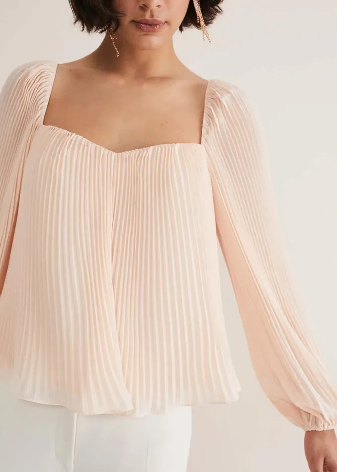 Phase Eight Nysa Pleated Top Soft Pink Women Shirts and Blouses
