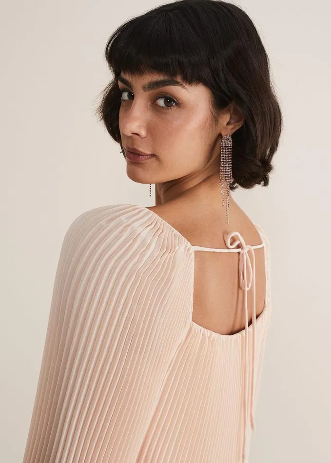 Phase Eight Nysa Pleated Top Soft Pink Women Shirts and Blouses