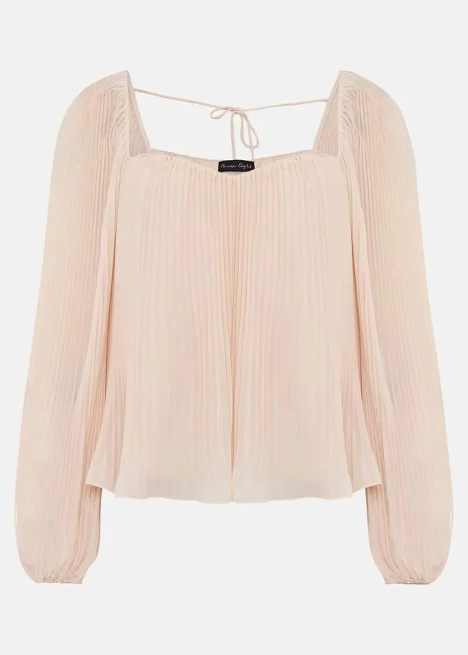 Phase Eight Nysa Pleated Top Soft Pink Women Shirts and Blouses