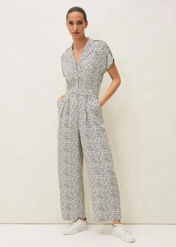 Phase Eight Paige Abstract Print Jumpsuit Navyivory Women Dresses