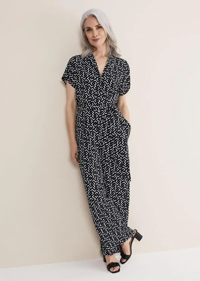 Phase Eight Paige Abstract Print Wide Leg Jumpsuit Navyivory Women Dresses