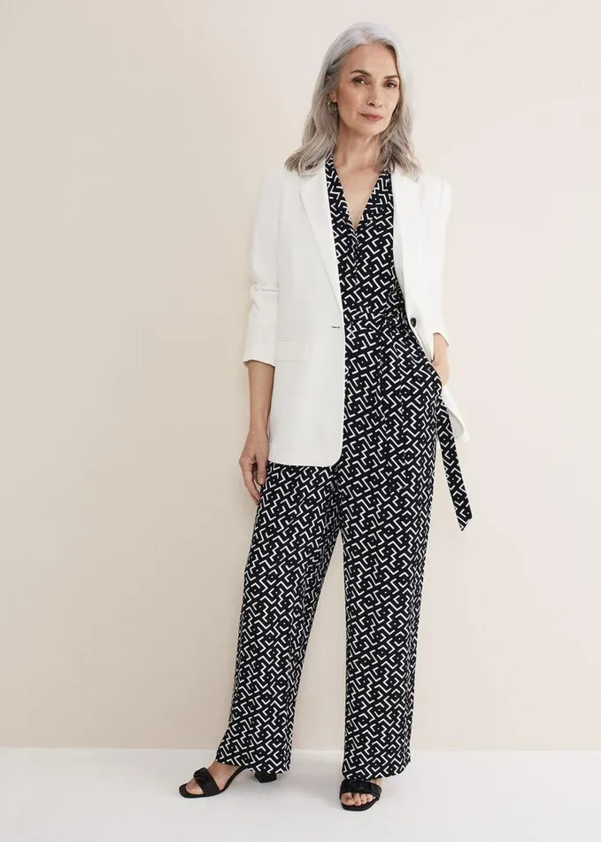 Phase Eight Paige Abstract Print Wide Leg Jumpsuit Navyivory Women Dresses