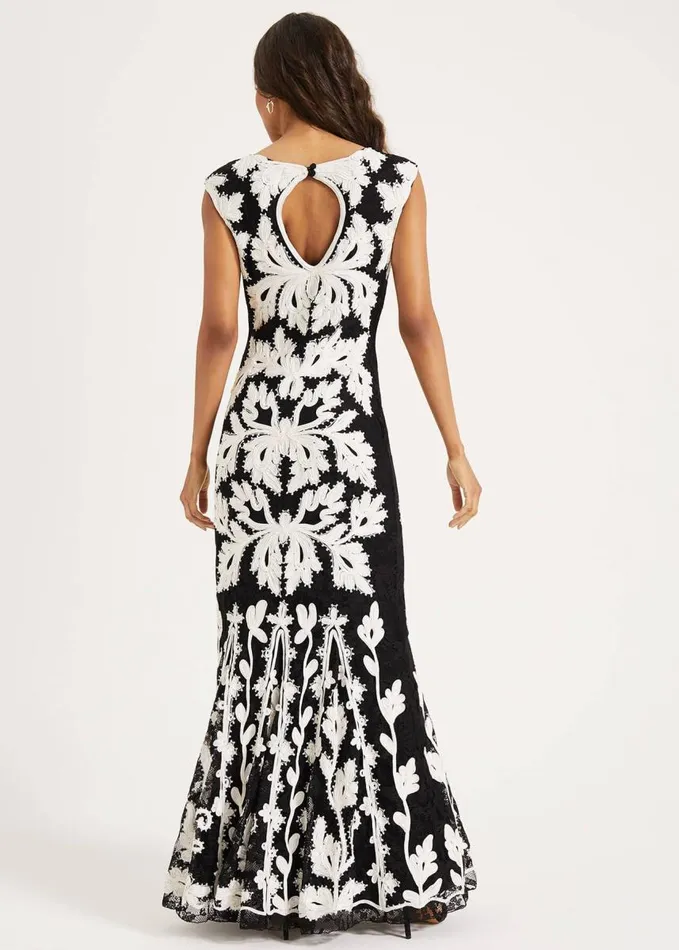 Phase Eight Paige Tapework Lace Maxi Dress Blackivory Women Dresses