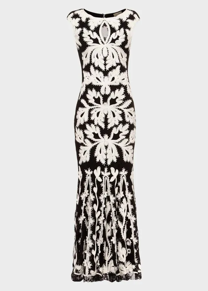Phase Eight Paige Tapework Lace Maxi Dress Blackivory Women Dresses