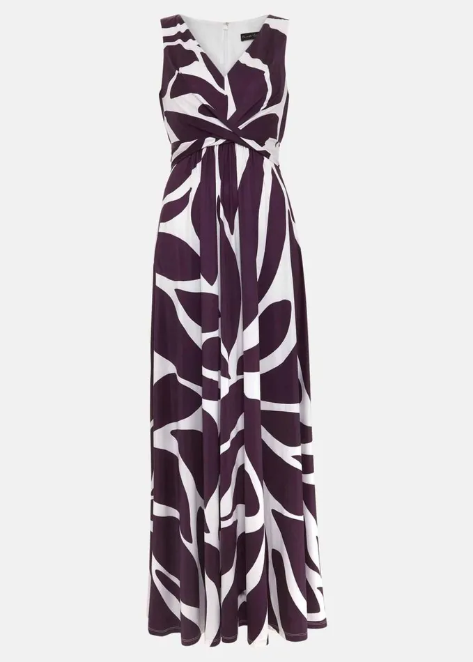 Phase Eight Palmer Leaf Print Maxi Dress Purple Women Dresses