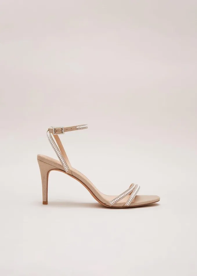 Phase Eight Pearl Embellished Barely There Sandal Metallic Women Occasion Shoes