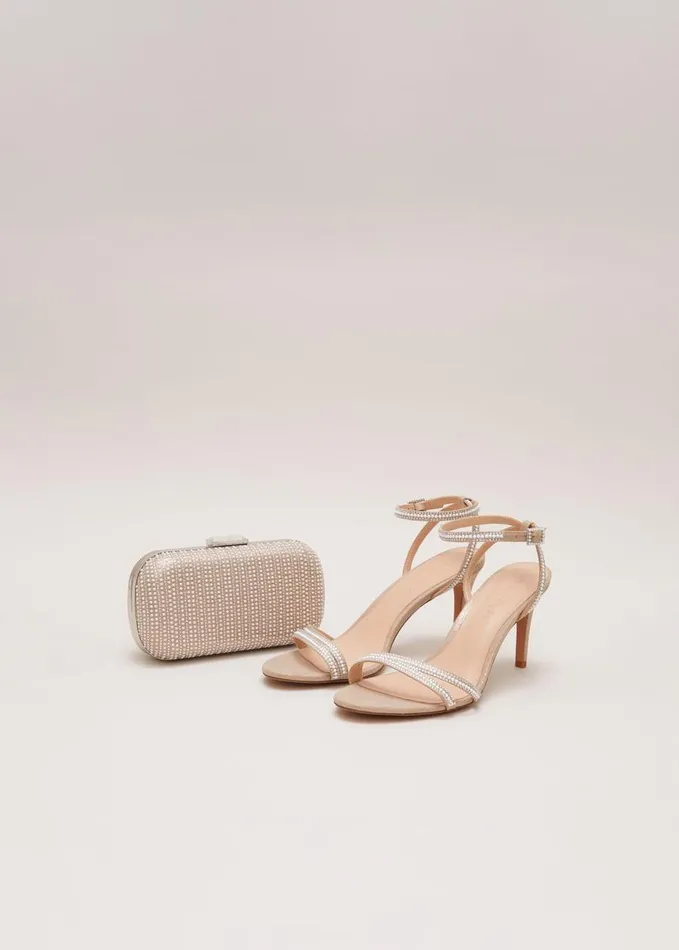 Phase Eight Pearl Embellished Barely There Sandal Metallic Women Occasion Shoes