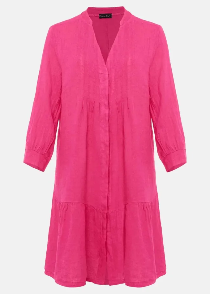 Phase Eight Penele Linen Swing Dress Magenta Women Dresses