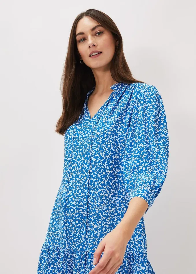 Phase Eight Penele Swing Dress Blueivory Women Dresses