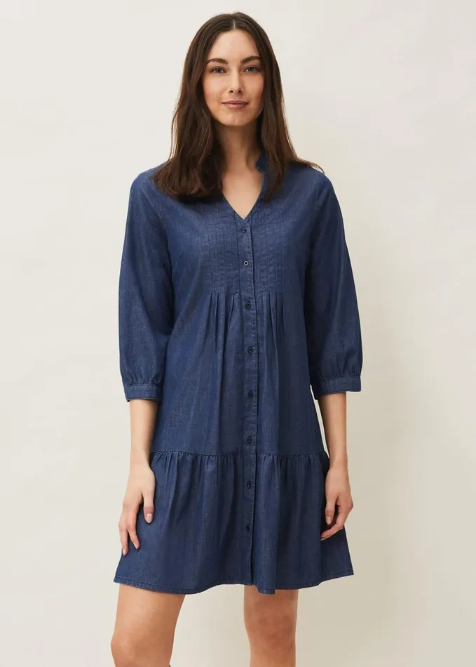 Phase Eight Penele Swing Dress Chambray Women Dresses