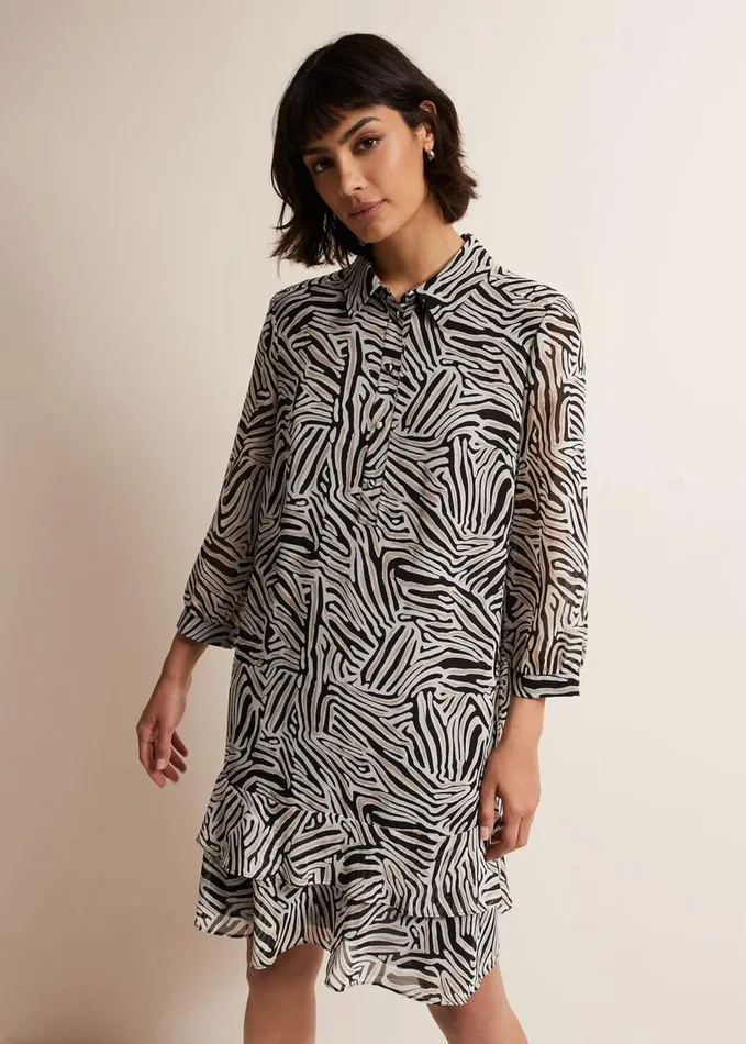 Phase Eight Penelope Zebra Shirt Mini Dress Stoneivory Women Dresses