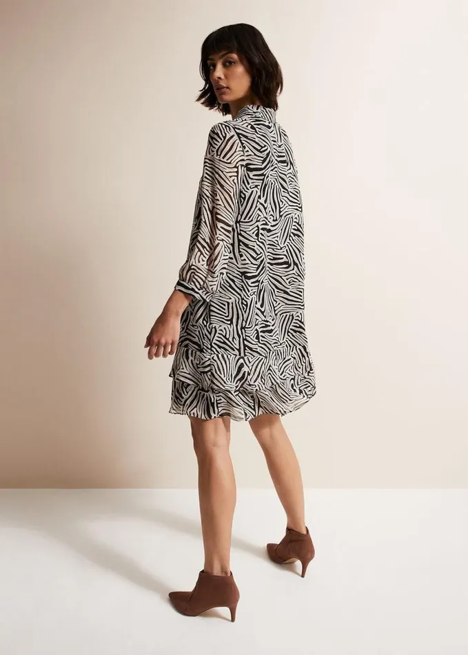 Phase Eight Penelope Zebra Shirt Mini Dress Stoneivory Women Dresses