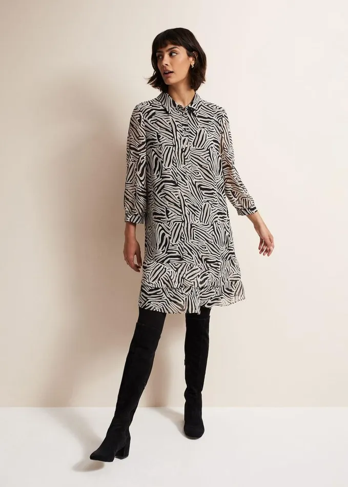 Phase Eight Penelope Zebra Shirt Mini Dress Stoneivory Women Dresses
