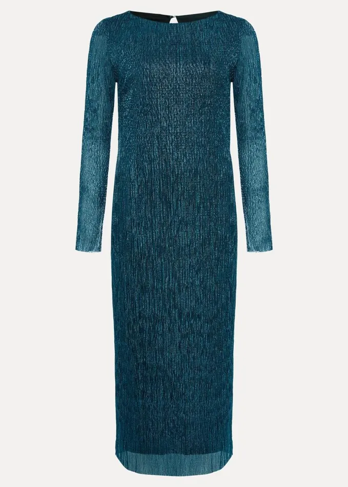 Phase Eight Petite Alix Plisse Dress Blue Women Dresses