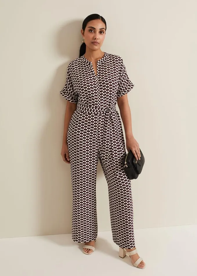 Phase Eight Petite Andra Geo Tie Waist Jumpsuit Multicoloured Women Dresses