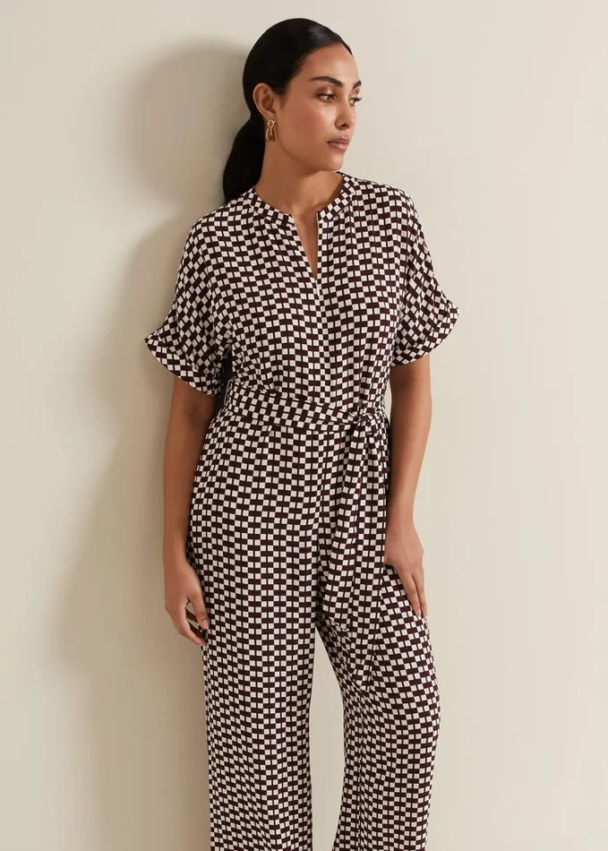 Phase Eight Petite Andra Geo Tie Waist Jumpsuit Multicoloured Women Dresses