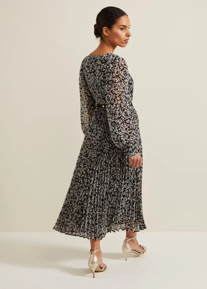 Phase Eight Petite Ayana Spot Pleat Midaxi Dress Multicoloured Women Dresses