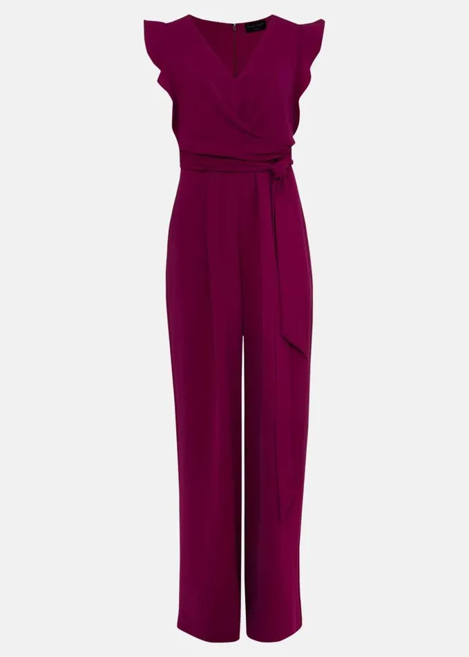 Phase Eight Petite Ayla Ruffle Jumpsuit Magenta Women Jumpsuits