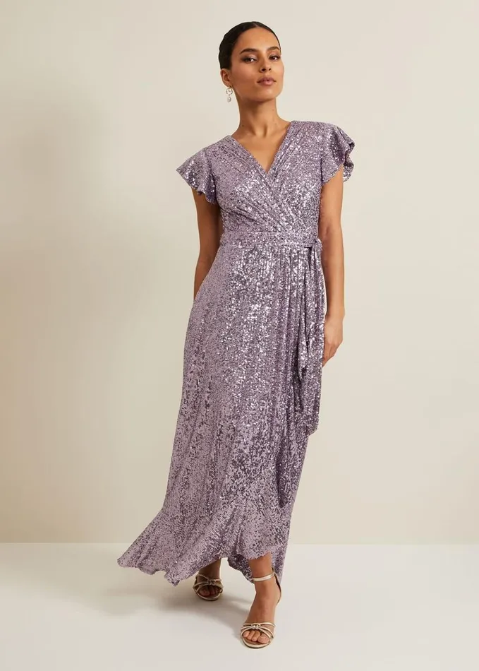 Phase Eight Petite Carina Sequin Maxi Dress Purple Women Dresses