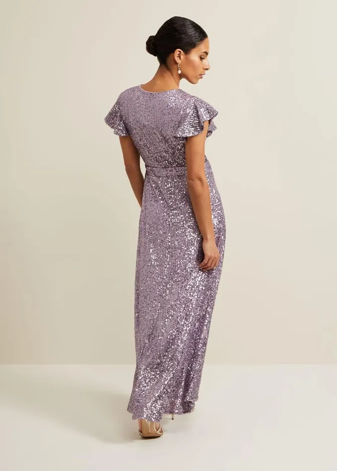 Phase Eight Petite Carina Sequin Maxi Dress Purple Women Dresses