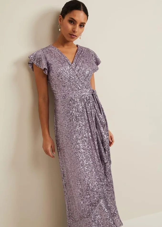 Phase Eight Petite Carina Sequin Maxi Dress Purple Women Dresses