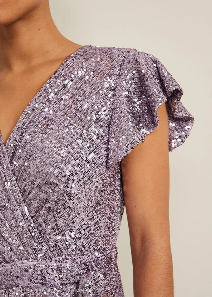 Phase Eight Petite Carina Sequin Maxi Dress Purple Women Dresses