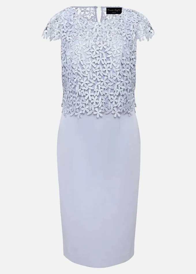 Phase Eight Petite Daisy Lace Double Layer Dress Pale Blue Women Dresses