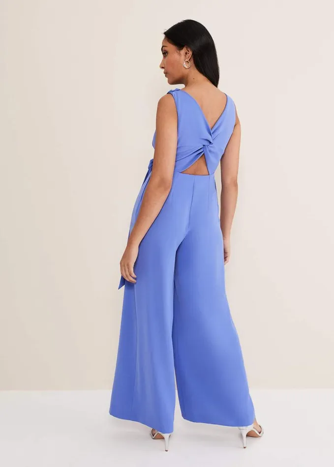 Phase Eight Petite Elaina Blue Wide Leg Jumpsuit Foxglove Blue Women Dresses