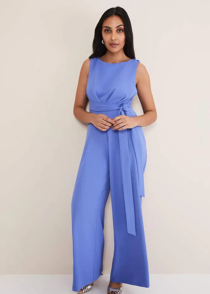 Phase Eight Petite Elaina Blue Wide Leg Jumpsuit Foxglove Blue Women Dresses