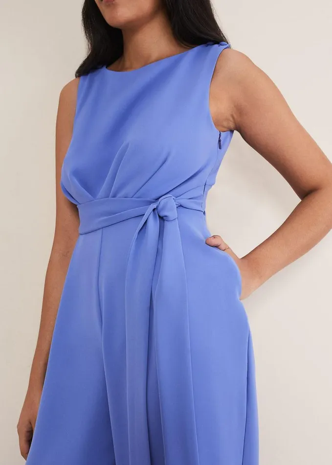 Phase Eight Petite Elaina Blue Wide Leg Jumpsuit Foxglove Blue Women Dresses