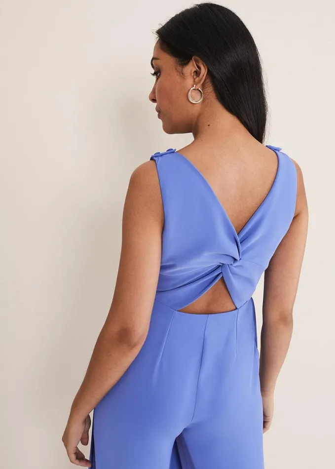 Phase Eight Petite Elaina Blue Wide Leg Jumpsuit Foxglove Blue Women Dresses