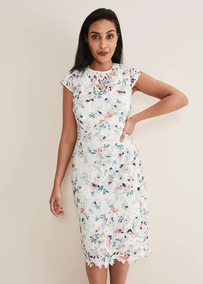 Phase Eight Petite Franky Floral Lace Dress Ivorymulti Women Dresses