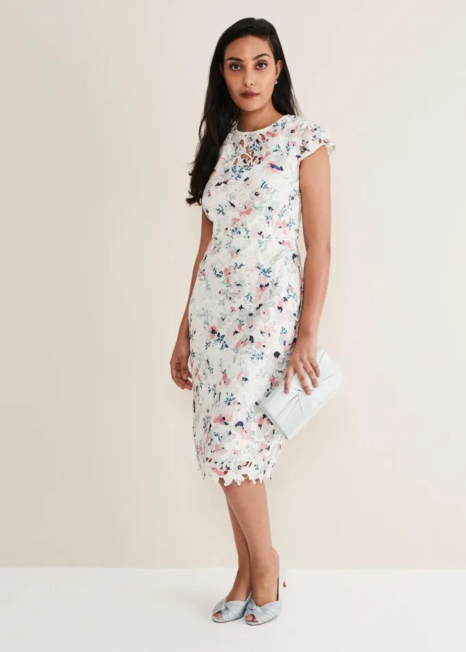 Phase Eight Petite Franky Floral Lace Dress Ivorymulti Women Dresses