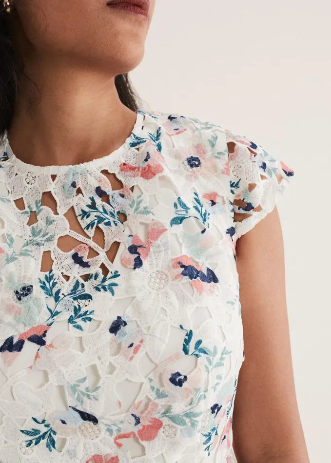 Phase Eight Petite Franky Floral Lace Dress Ivorymulti Women Dresses