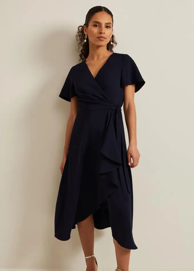 Phase Eight Petite Julissa Wrap Dress Navy Women Dresses