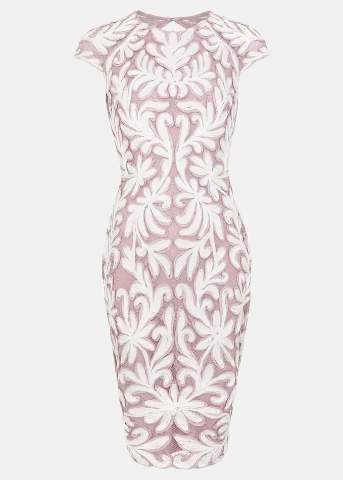 Phase Eight Petite Karima Tapework Midi Dress Pale Pink Women Dresses