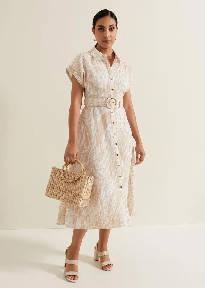 Phase Eight Petite Mandi Abstract Shirt Dress Neutral Women Dresses