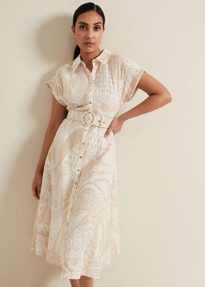 Phase Eight Petite Mandi Abstract Shirt Dress Neutral Women Dresses