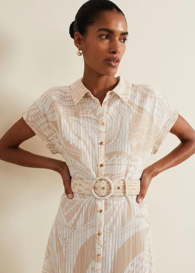 Phase Eight Petite Mandi Abstract Shirt Dress Neutral Women Dresses
