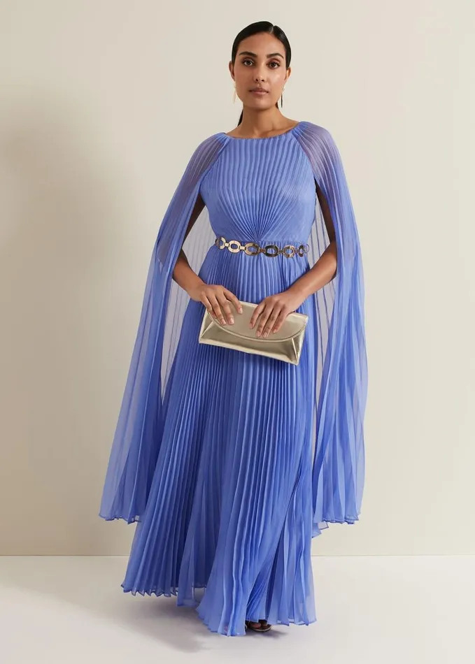 Phase Eight Petite Marren Blue Chiffon Maxi Dress Blue Women Dresses