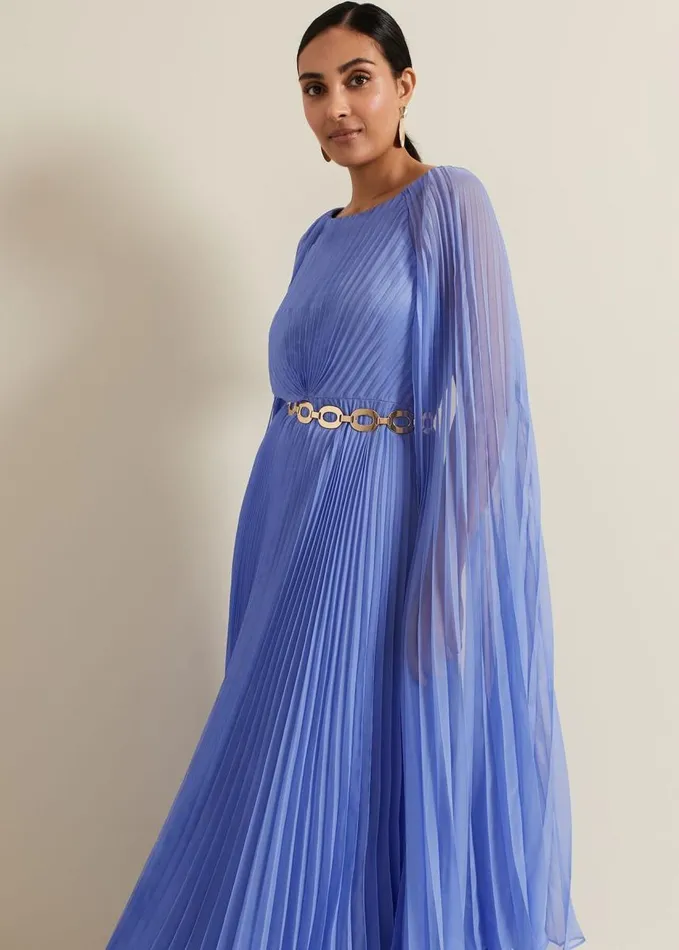 Phase Eight Petite Marren Blue Chiffon Maxi Dress Blue Women Dresses